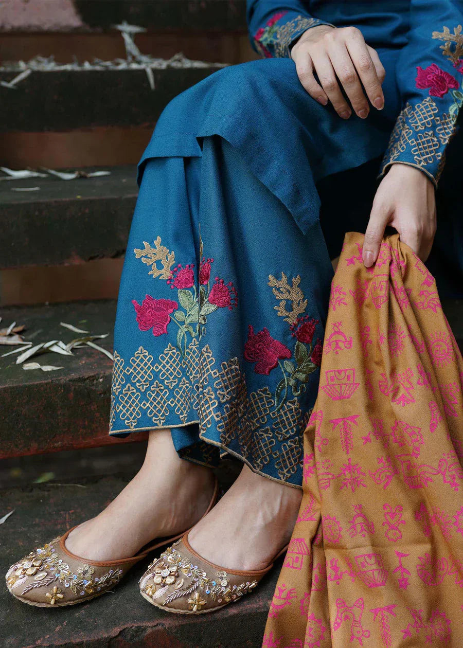 3PC DHANAK EMBROIDERED SUIT - HH606