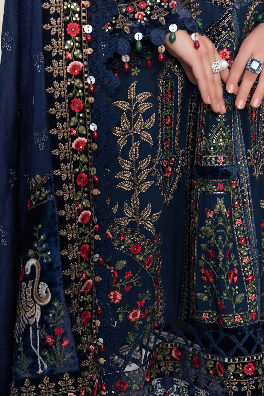 3 PC - EMBROIDERED DHANAK SUIT-HH55