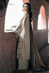 3PC Unstitched Dhanak Embroidered Shirt with Whool Printed Shawl and Trouser-HA49