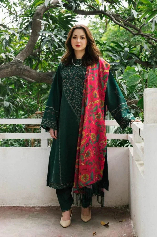 3 PC - EMBROIDERED DHANAK SUIT-HH33