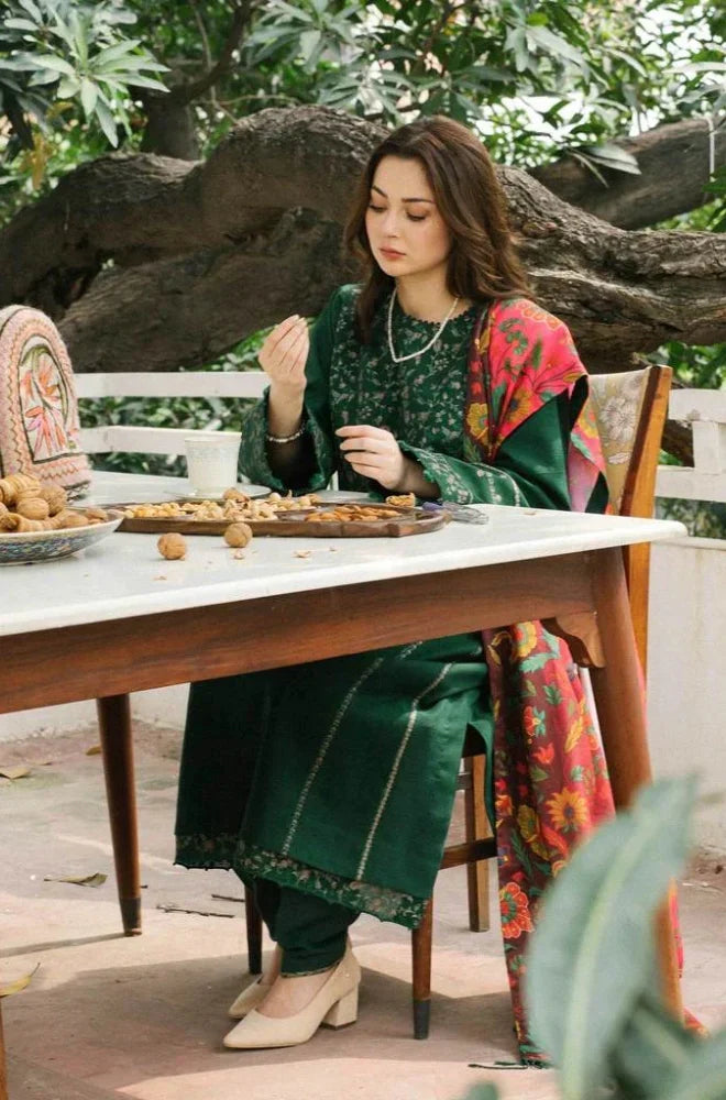 3 PC - EMBROIDERED DHANAK SUIT-HH33