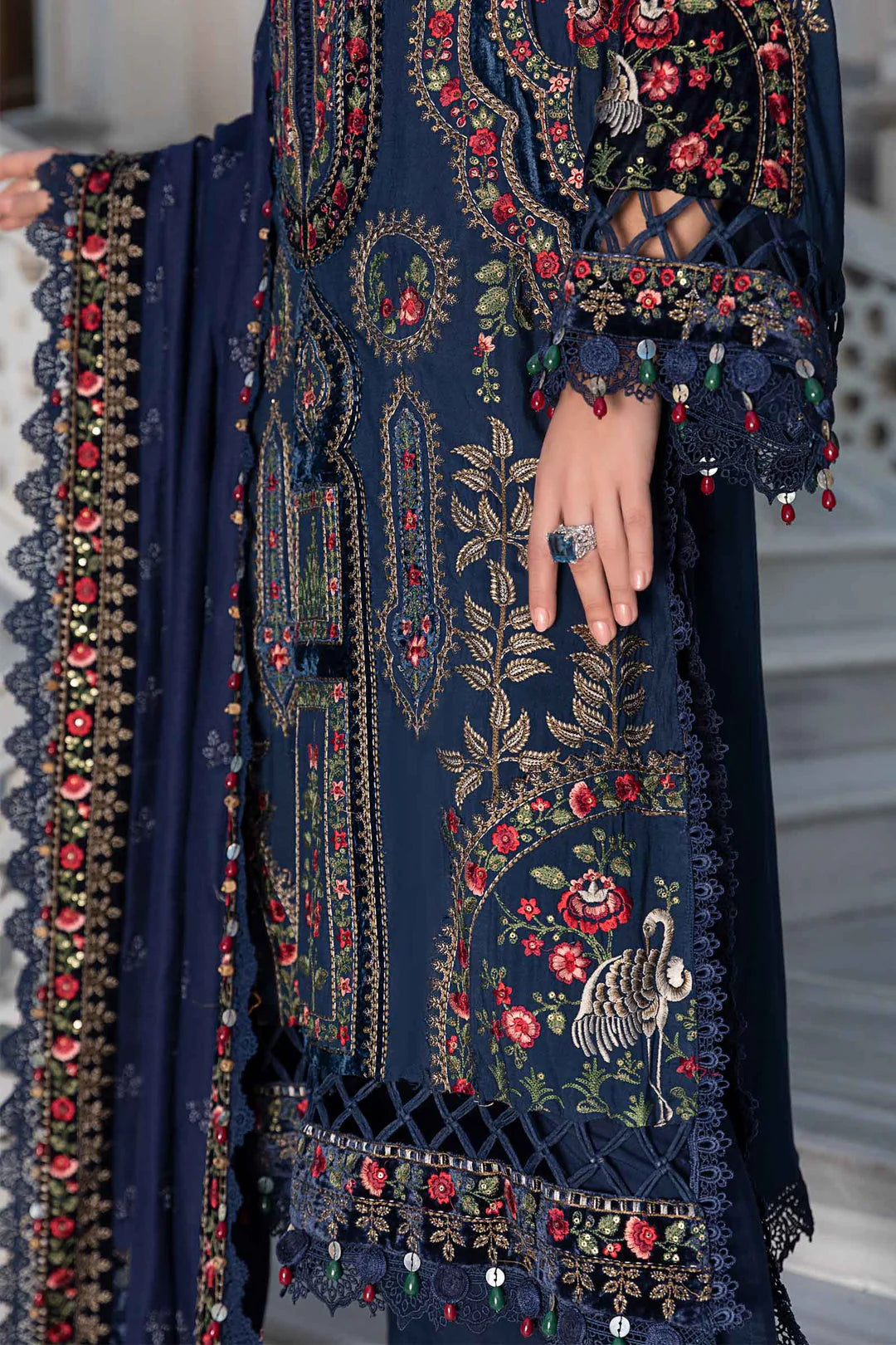 3 PC - EMBROIDERED DHANAK SUIT-HH55