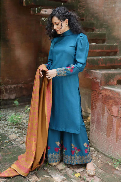 3PC DHANAK EMBROIDERED SUIT - HH606