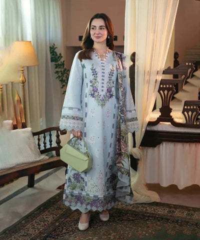 3PC EMBROIDERED DHANAK SUIT  - HHW02