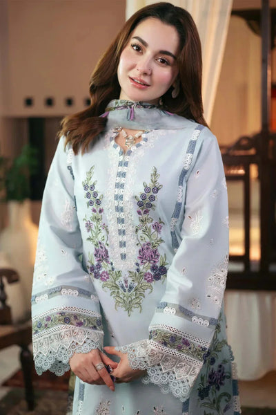 3PC EMBROIDERED DHANAK SUIT  - HHW02