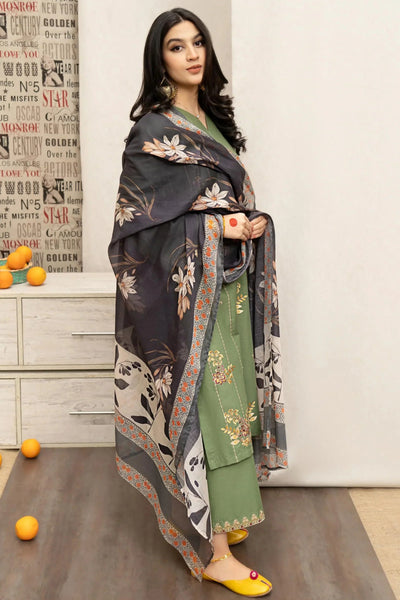 3PC EMBROIDERED COTTON SUIT - HH601