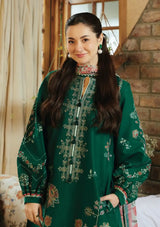 3PC Unstitched Dhanak Embroidered Shirt with Whool Printed Shawl and Trouser-HA47