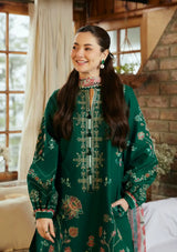 3PC Unstitched Dhanak Embroidered Shirt with Whool Printed Shawl and Trouser-HA47