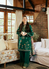 3PC Unstitched Dhanak Embroidered Shirt with Whool Printed Shawl and Trouser-HA47