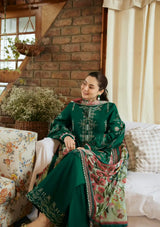 3PC Unstitched Dhanak Embroidered Shirt with Whool Printed Shawl and Trouser-HA47