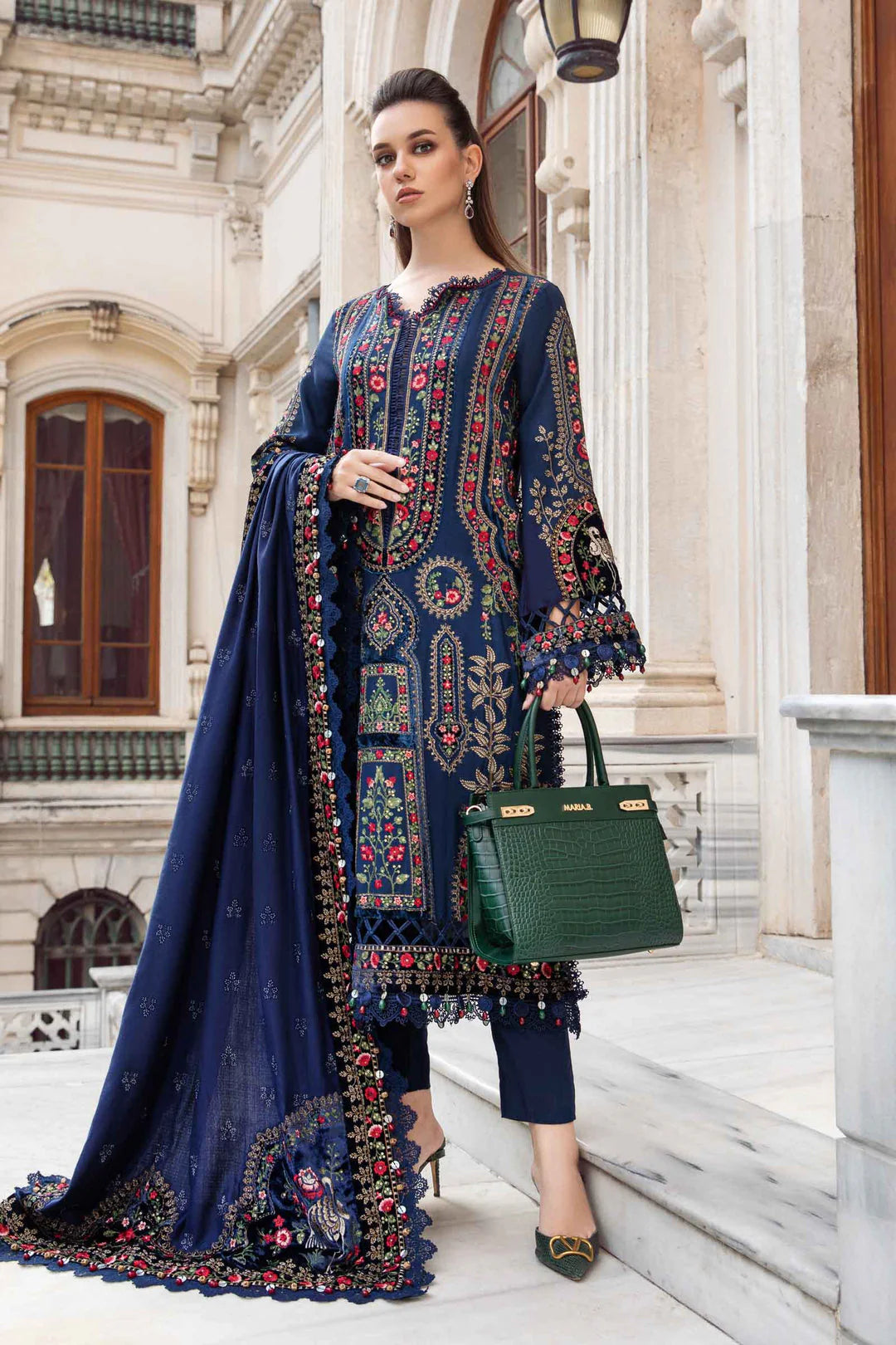 3 PC - EMBROIDERED DHANAK SUIT-HH55