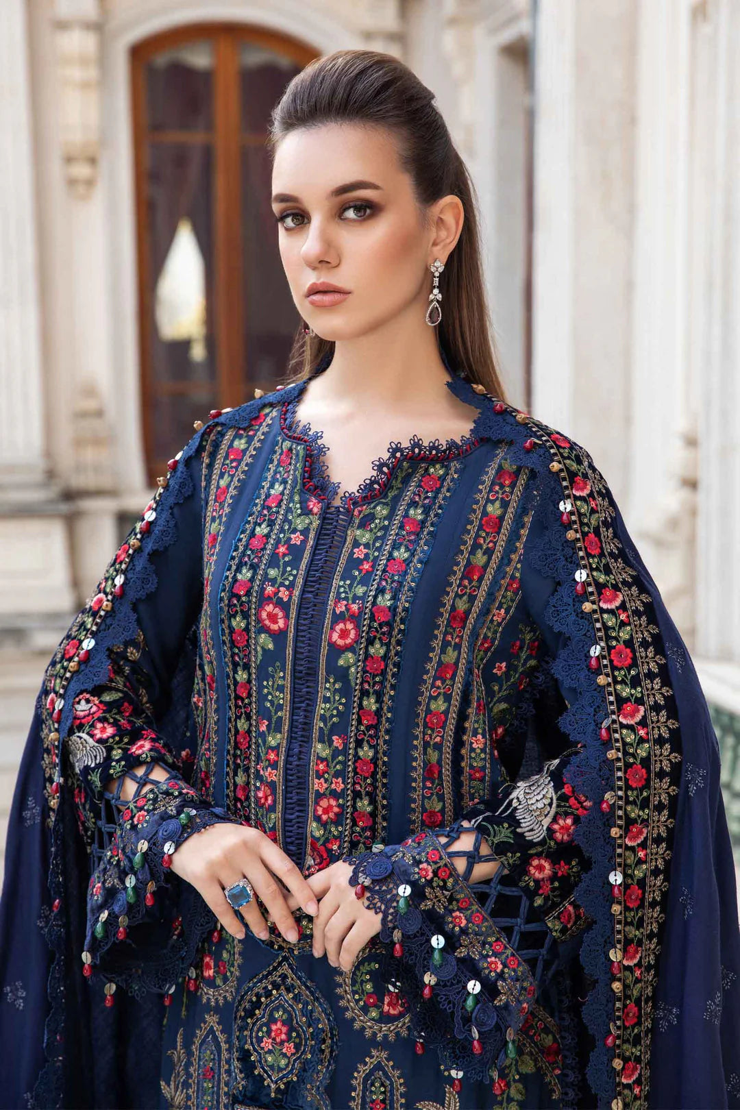 3 PC - EMBROIDERED DHANAK SUIT-HH55