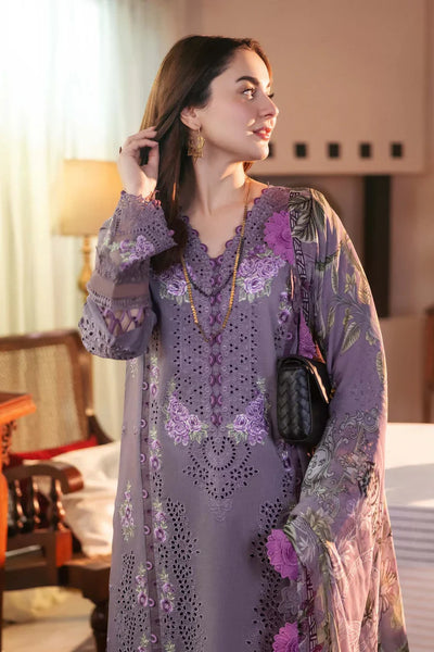 3PC EMBROIDERED DHANAK SUIT  - HHW33