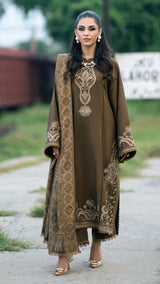 3 PIECE-EMBROIDERED DHANAK SUIT - HH610