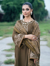 3 PIECE-EMBROIDERED DHANAK SUIT - HH610