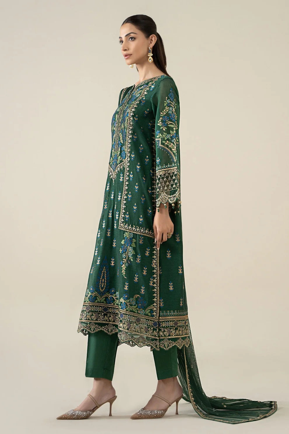3 PC - EMBROIDERED DHANAK SUIT-HH57