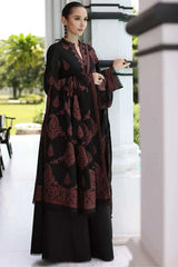 Pblack embriodery 3pc dhank shawl embriodery
