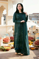 3PC Unstitched Dhanak Embroidered Shirt with Whool Emb Shawl and Trouser-HA37