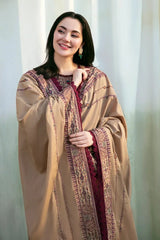 3PC Unstitched Dhanak Embroidered Shirt with Whool Emb Shawl and Trouser-HA44