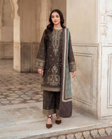 3PC Unstitched Dhanak Embroidered Shirt with Whool Shawl and Trouser-HA23