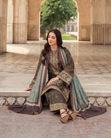 3PC Unstitched Dhanak Embroidered Shirt with Whool Shawl and Trouser-HA23