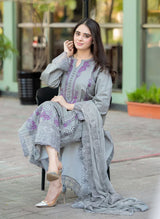 3 PC - EMBROIDERED DHANAK SUIT-HH58