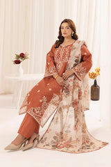 3 PIECE-EMBROIDERED DHANAK SUIT - HH612