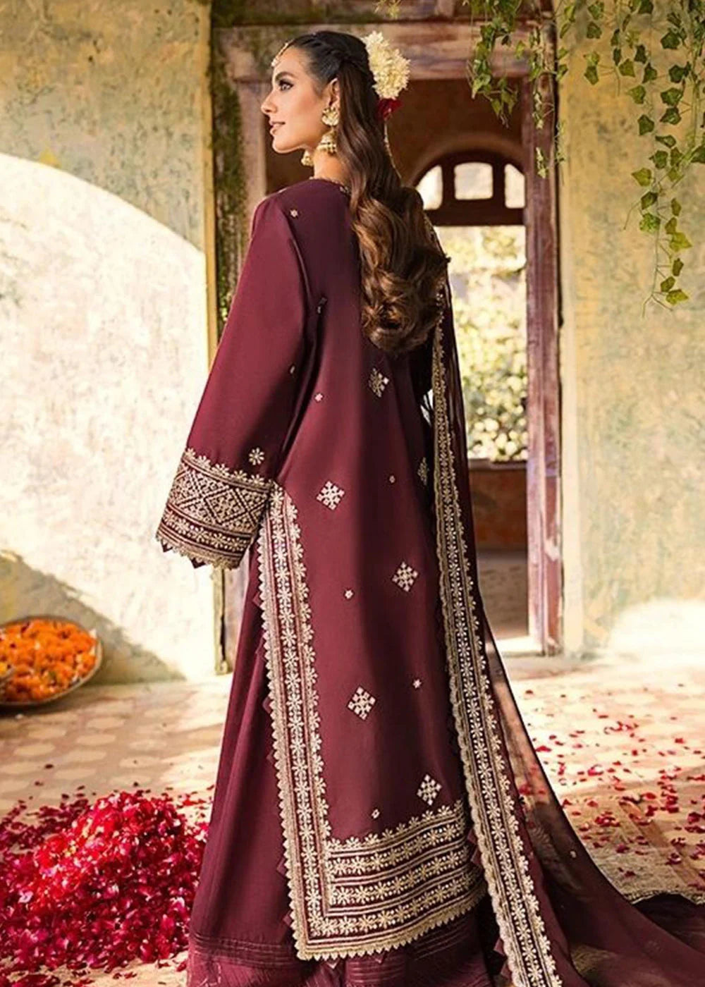 3 PC - EMBROIDERED DHANAK SUIT-HH59