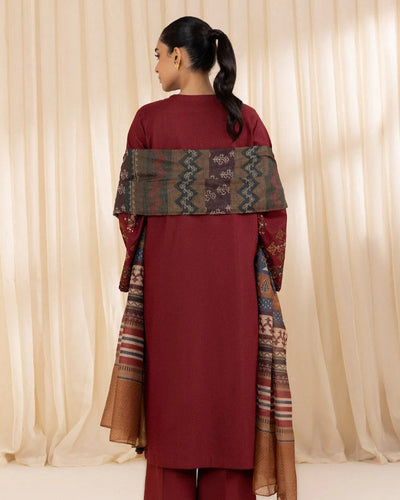 3 PC EMBROIDERED DHANAK SUIT - HH609
