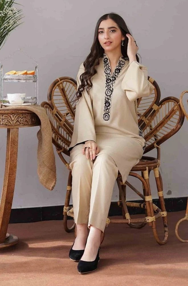 3 PC - EMBROIDERED DHANAK SUIT-HH27