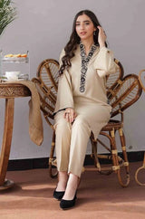 3PC Unstitched Dhanak Embroidered Shirt with Whool Shawl and Trouser-HA16