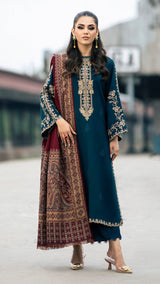 3 PC - EMBROIDERED DHANAK SUIT-HH18