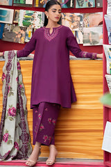3PC Unstitched Dhanak Embroidered Shirt with Whool Printed Shawl and Trouser-HA27