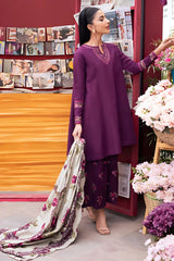 3PC Unstitched Dhanak Embroidered Shirt with Whool Printed Shawl and Trouser-HA27
