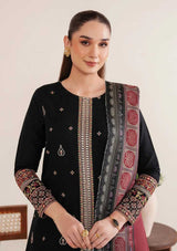3PC Unstitched Dhanak Embroidered Shirt with Whool Printed  Shawl and Trouser-HA26
