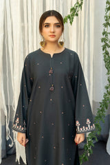 3PC Unstitched Dhanak Embroidered Shirt with Whool Printed Shawl and Trouser-HA28