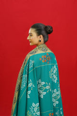 3PC Unstitched Dhanak Embroidered Shirt with Whool Printed Shawl and Trouser-HA29