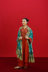 3PC Unstitched Dhanak Embroidered Shirt with Whool Printed Shawl and Trouser-HA29