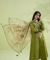 3PC Unstitched Dhanak Embroidered Shirt with Whool Printed Shawl and Trouser-HA30