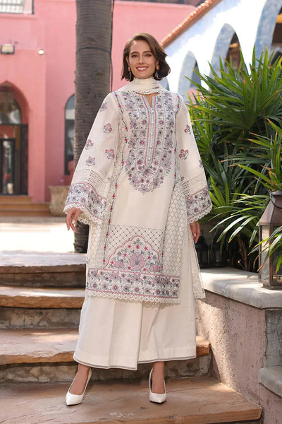3PC EMBROIDERED DHANAK SUIT - HHW01