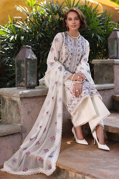 3PC EMBROIDERED DHANAK SUIT - HHW01
