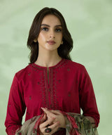 3PC Unstitched Dhanak Embroidered Shirt with Whool Printed Shawl and Trouser-HA32
