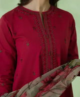 3PC Unstitched Dhanak Embroidered Shirt with Whool Printed Shawl and Trouser-HA32