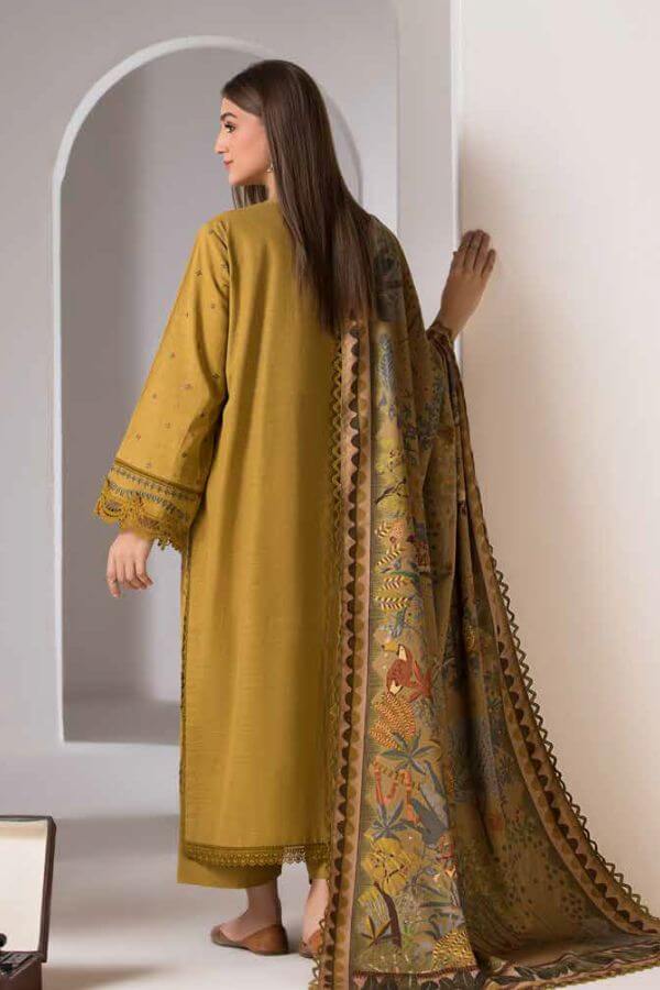 3PC EMBROIDERED DHANAK - HH614