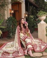 3PC Unstitched Dhanak Embroidered Shirt with Whool Embroidered Shawl and Trouser-HA35
