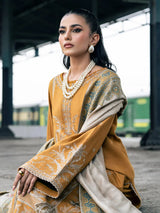 3PC Unstitched Dhanak Embroidered Shirt with Whool Printed Shawl and Trouser-HA38