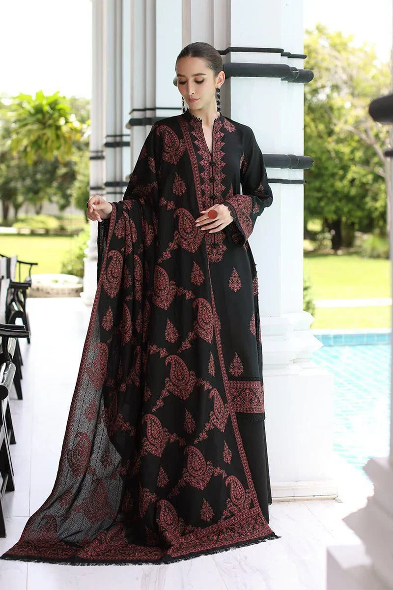 Pblack embriodery 3pc dhank shawl embriodery