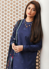 3PC Unstitched Dhanak Embroidered Shirt with Whool Printed Shawl and Trouser-HA43