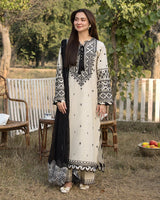 3PC Unstitched Dhanak Embroidered Shirt with Whool Shawl and Trouser-HA9