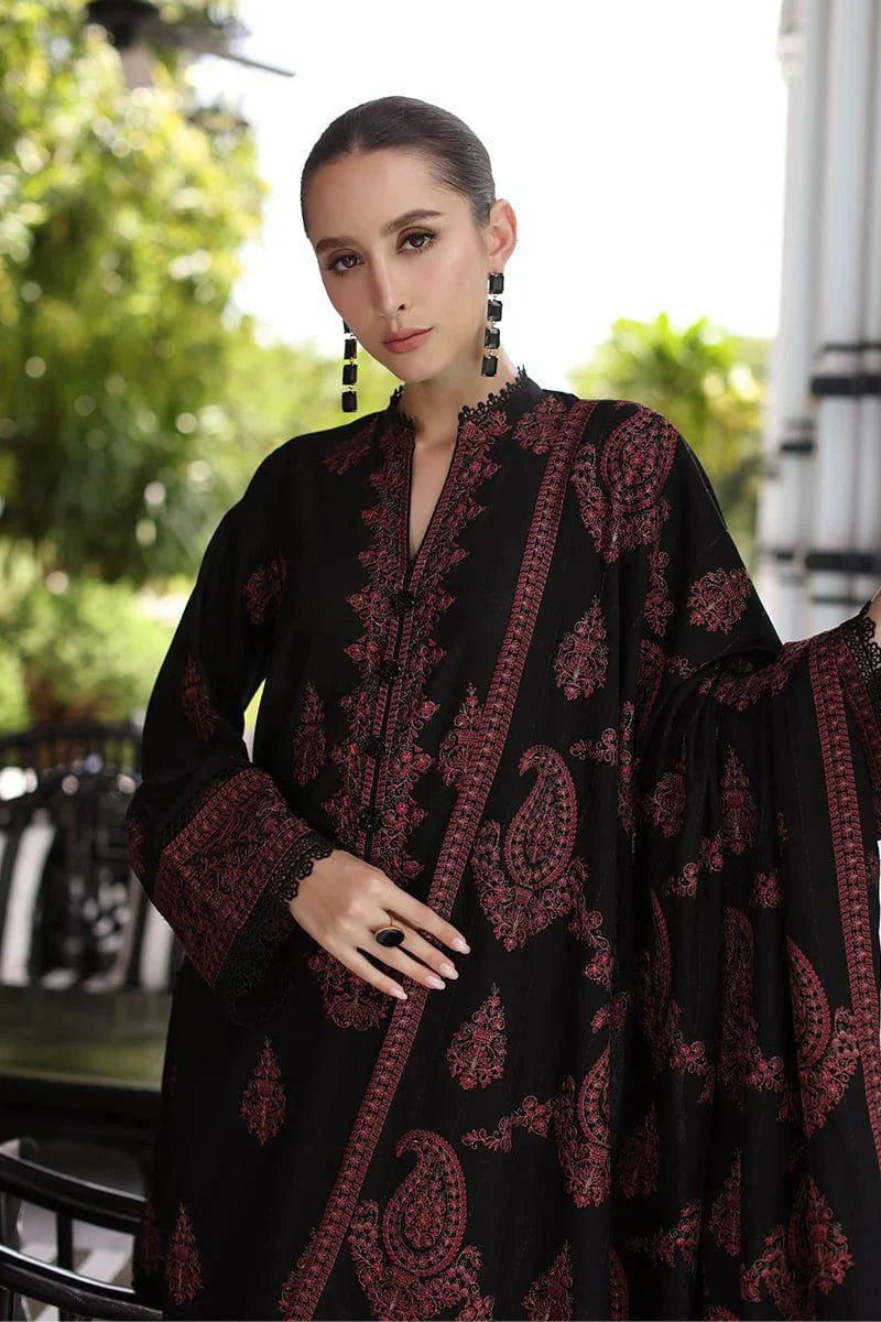 Pblack embriodery 3pc dhank shawl embriodery